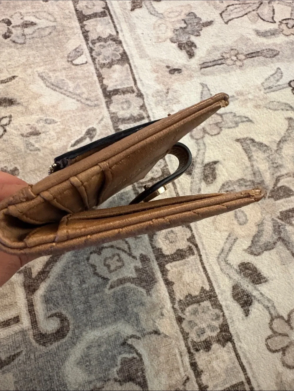 Chevron Quilted Tan Women's Wallet with Snap Tab